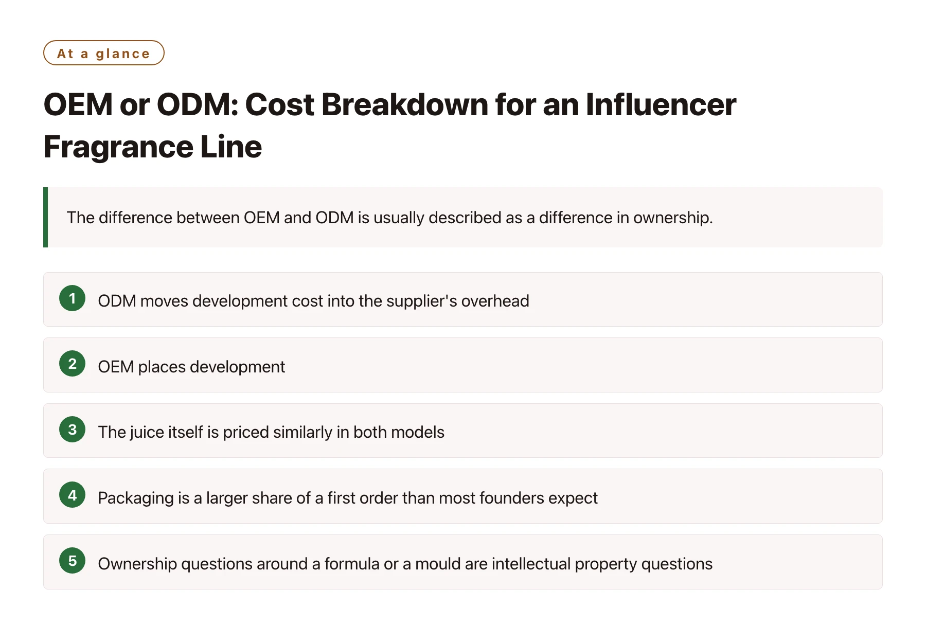 OEM or ODM: Cost Breakdown for an Influencer Fragrance Line——全文要点速览